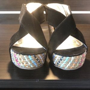 Womens Platform Shoes, Size 6, Black/Multi- Color